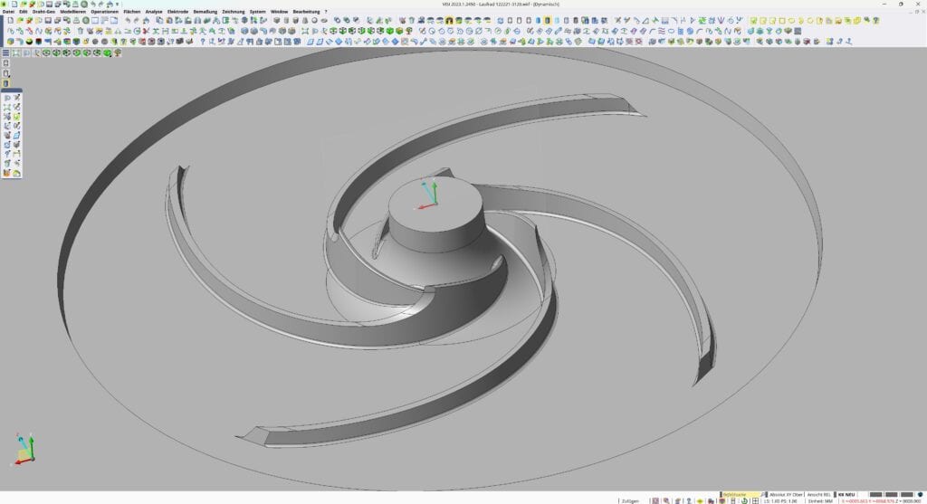 Zurückgeführtes CAD-Modell eines Laufrads nach dem 3D-Scan